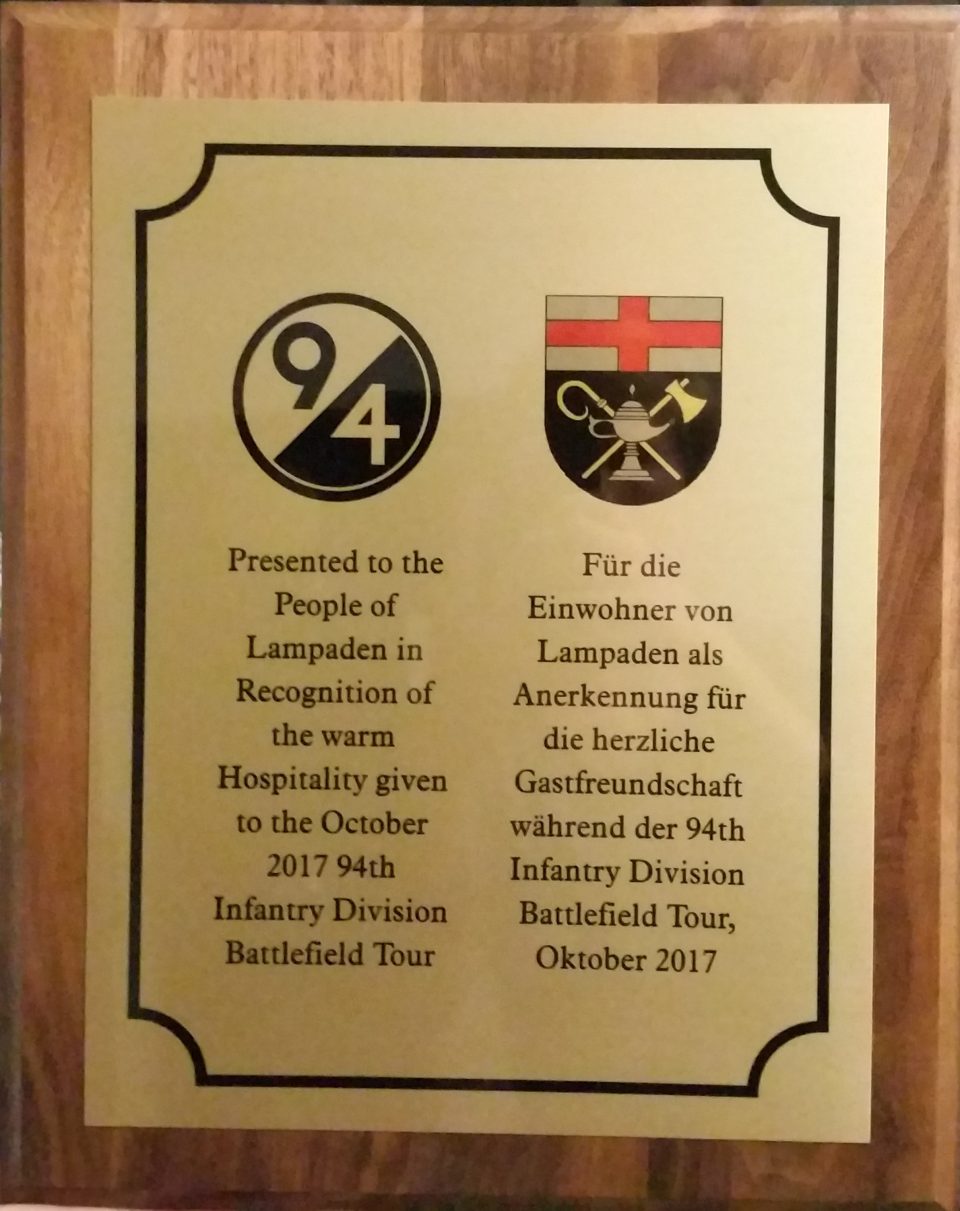 Herbert Ridyard Fall 2017 94th Infantry Division Historical Society European Tour ...
